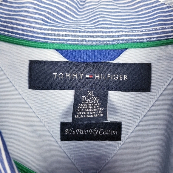 Tommy Hilfiger Blue & White Striped Button Front Shirt XL - Picture 3 of 8
